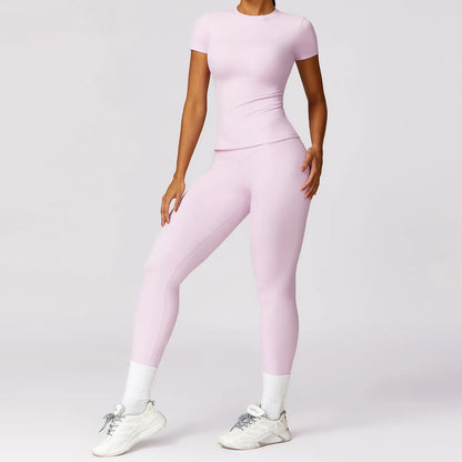 Pastel Short Sleeve Yoga Set