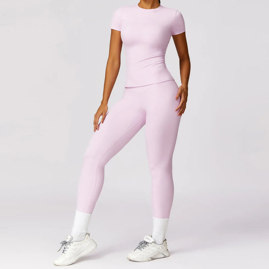 Pastel Short Sleeve Yoga Set