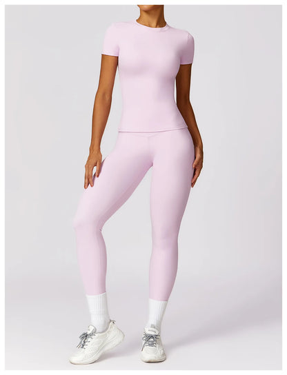 Pastel Short Sleeve Yoga Set