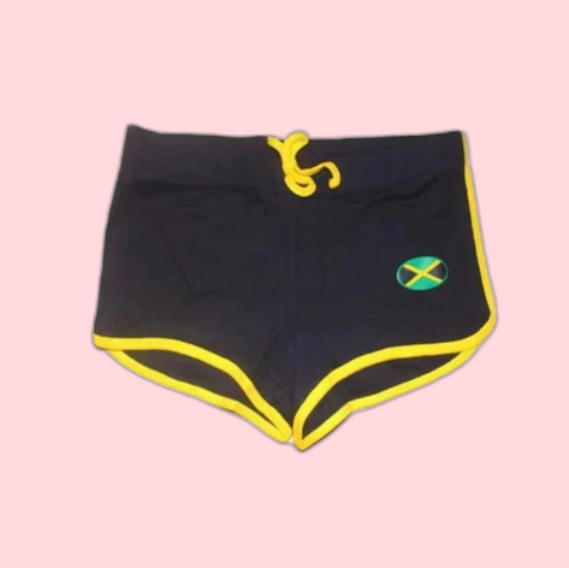 Drawstring Jamaica Shorts - Black + Yellow